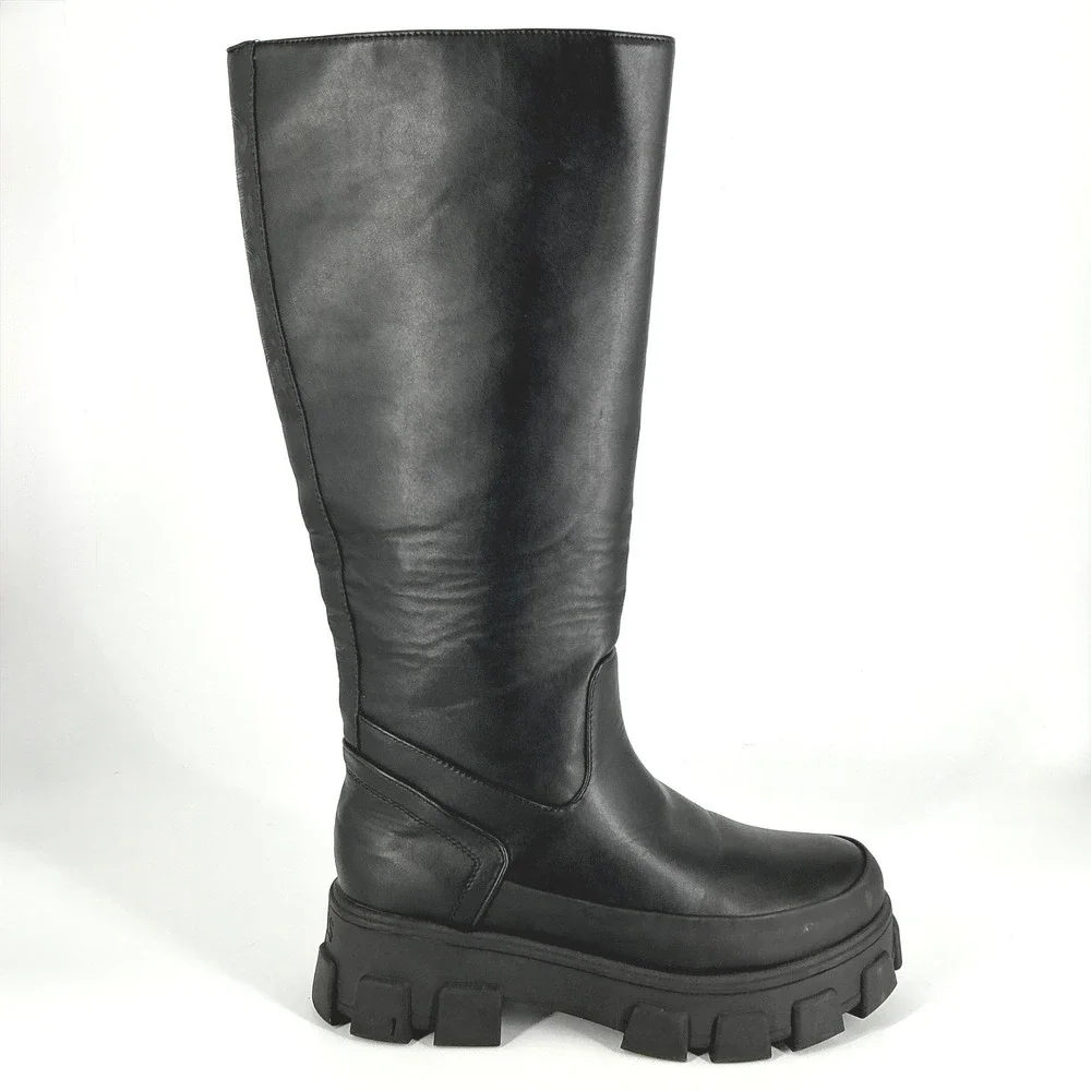 Circus NY Sam Edelman Size 9.5 Black Knee High Lug Sole Platform Boots Dollie
